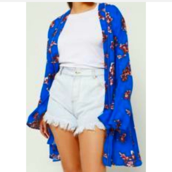 Rue 21 Floral Pipe Kimono Bell Sleeve Size Small - Picture 4 of 11